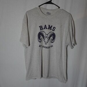 Port & Company Rams Mt Rainier HS T Shirt Gray Large Core‎ Blend Athletic